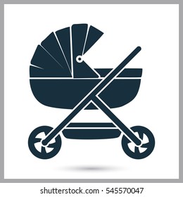 Baby pram icon. Simple design for web and mobile