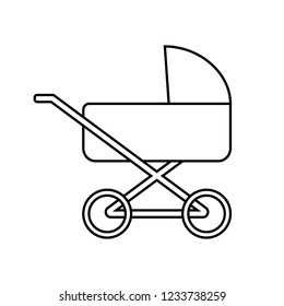 Baby pram icon simple flat style vector illustration.