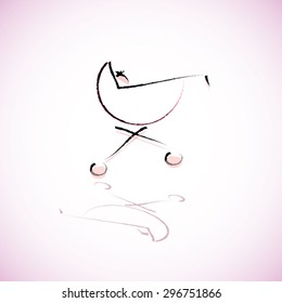 baby pram icon vector