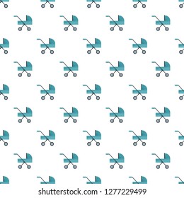 Baby pram pattern seamless vector repeat for any web design