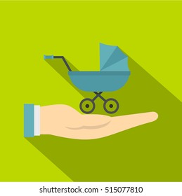 Baby pram protection icon. Flat illustration of baby pram protection vector icon for web design