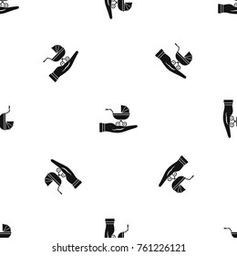 Baby pram protection pattern repeat seamless in black color for any design. Vector geometric illustration
