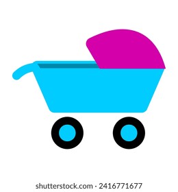 Baby Pram Stroller. Pushchair and Carrycot with Canopy and Swivel Wheels.