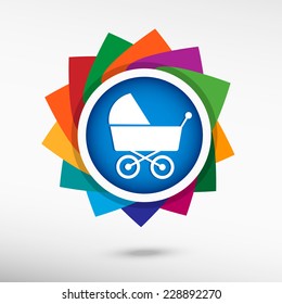 Baby pram stroller sign icon. Baby buggy. Flat design style 
