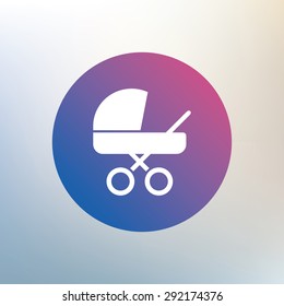 Baby pram stroller sign icon. Baby buggy. Baby carriage symbol. Icon on blurred background. Vector