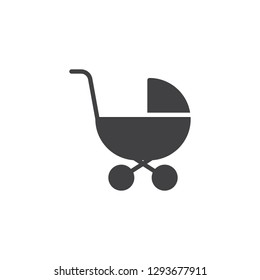 Baby pram vector icon. filled flat sign for mobile concept and web design. Stroller simple solid icon. Baby cradle symbol, logo illustration. Pixel perfect vector graphics