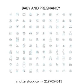 baby and pregnancy icons, signs, outline symbols, concept linear illustration line collection