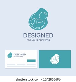 Baby, pregnancy, pregnant, obstetrics, fetus Business Logo Glyph Icon Symbol for your business. Turquoise Business Cards with Brand logo template.