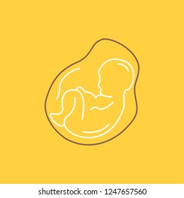 Baby, pregnancy, pregnant, obstetrics, fetus Flat Line Filled Icon. Beautiful Logo button over yellow background for UI and UX, website or mobile application