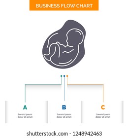 Baby, pregnancy, pregnant, obstetrics, fetus Business Flow Chart Design with 3 Steps. Glyph Icon For Presentation Background Template Place for text.