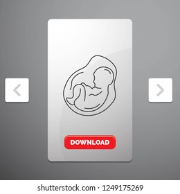Baby, pregnancy, pregnant, obstetrics, fetus Line Icon in Carousal Pagination Slider Design & Red Download Button