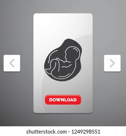 Baby, pregnancy, pregnant, obstetrics, fetus Glyph Icon in Carousal Pagination Slider Design & Red Download Button