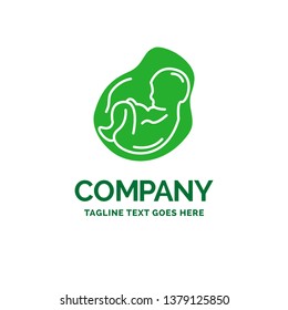 Baby, pregnancy, pregnant, obstetrics, fetus Flat Business Logo template. Creative Green Brand Name Design.
