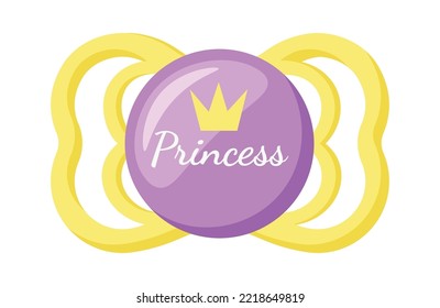 Baby princess pacifier Vector illustration