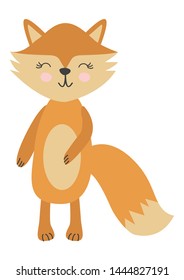 Baby print with little fox, Scandinavian style. Hand drawn graphic, typography poster, card, label, flyer, page, banner, baby wear, nursery.