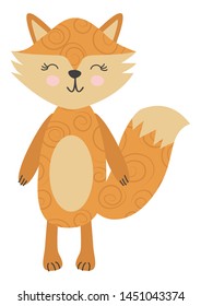 Baby print with little fox, Scandinavian style. Hand drawn graphic, typography poster, card, label, flyer, page, banner, baby wear, nursery.