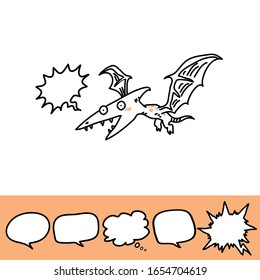 Baby print with roaring dinosaur and speech bubble set. Hand drawn graphic for typography poster, card, label, flyer, page, banner, baby wear, nursery. Scandinavian style. Black, and orange. Vector il