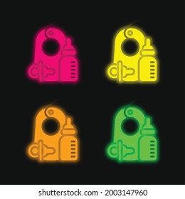 Baby Products four color glowing neon vector icon