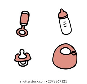 Baby products simple icon set.