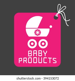 Baby products vector logo, icon, symbol, emblem. Illustration of baby stroller