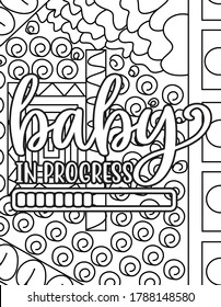 BABY IN PROGRESS COLORING PAGES.Pregnancy coloring book pages design.