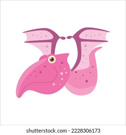Baby pterodactyl, funny dinosaur cartoon character, cute monster illustration design