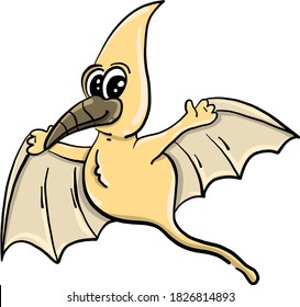 Baby pterosaur, illustration, vector on white background