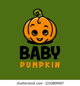 Baby pumpkin cartoon character, flat design style