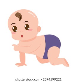 baby in purple diaper isolated design