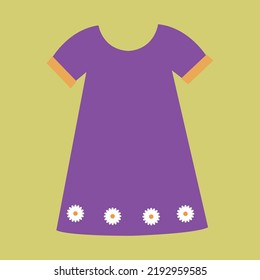 baby purple dress on yellow background