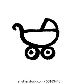 Baby pushchair sketch. Vector.