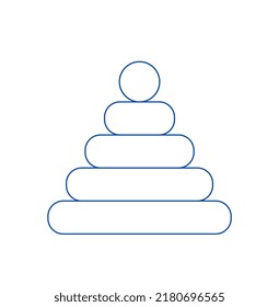 Baby pyramid icon. Minimal stickers for social networks. Toy for childrens entertainment and development of creative skills. Education and learning for preschoolers. Cartoon flat vector illustration
