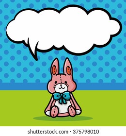 baby rabbit doodle, speech bubble