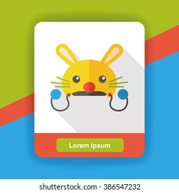 baby rabbit hat flat icon