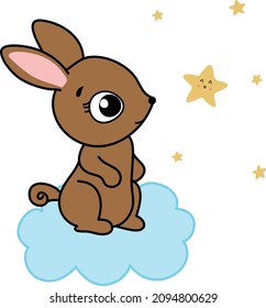 Baby Rabbit Illustration, Baby Shower Clipart, kids illustration