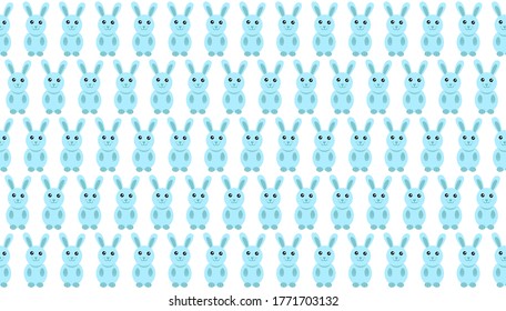 Baby rabbit pattern. Cute blue bunny repetition.