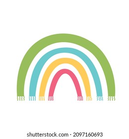 Baby rainbow with curls. Vector flat