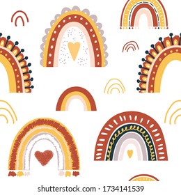 Baby Regenbogen nahtlos Muster. Vector Illustration. Das Muster der Kinderkrippe ist handgezeichnet skandinavischen Stil. Textur für Gewebe, Textilien, Verpackung und Tapete.