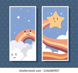 baby rainbow and star banners set