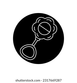 Baby rattle black line icon. Pictogram for web page, mobile app, promo.