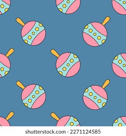 Baby Rattle cute nahtlose Muster für Babydusche Einladungskarte Kinderzimmer Deko Poster Stoffdruck Tapete