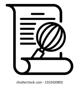 Baby rattle and document icon. Outline baby rattle and document vector icon for web design isolated on white background