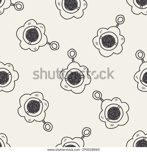 Baby Rattle Doodle Seamless Pattern Background Stock Vector (Royalty