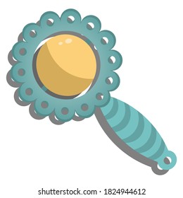 Baby rattle. An educational toy for a newborn. Vector illustration. Isolated white background. A bright plastic product. The number one toy for newborns. Flower-shaped plastic product. Children themes
