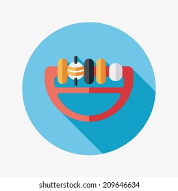 baby Rattle flat icon with long shadow