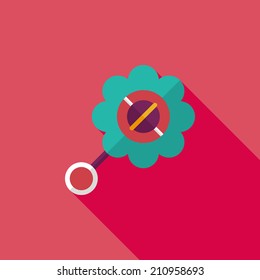 baby rattle flat icon with long shadow,EPS 10