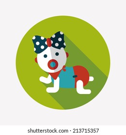baby rattle flat icon with long shadow,eps10