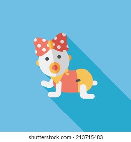 baby rattle flat icon with long shadow,eps10