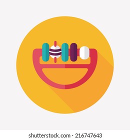 baby Rattle flat icon with long shadow