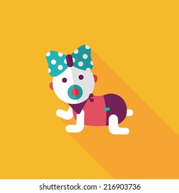 baby rattle flat icon with long shadow,eps10